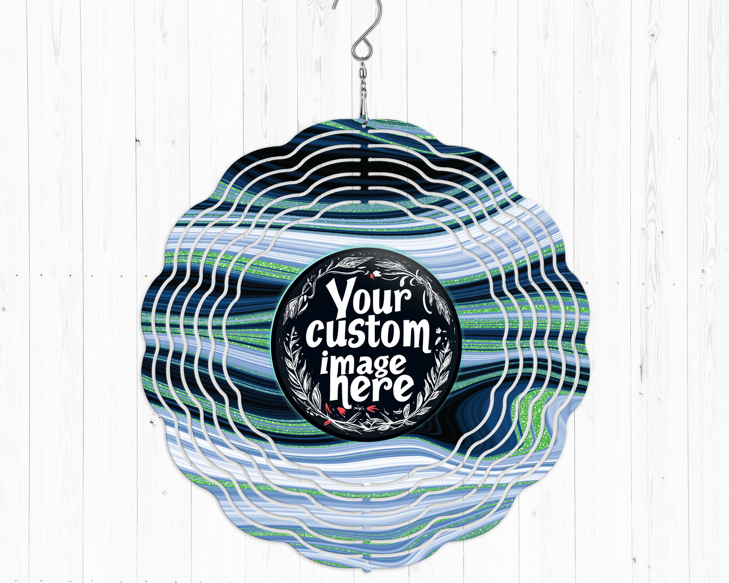 Custom Blue-Green Agate Wind Spinner