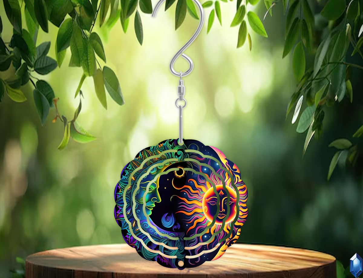 Neon Moon & Sun Wind Spinner
