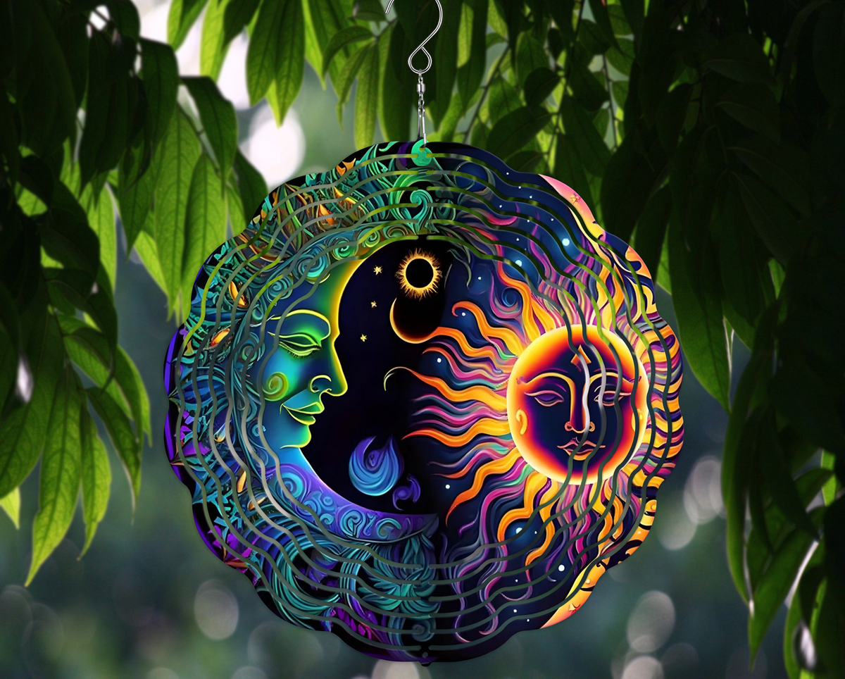 Neon Moon & Sun Wind Spinner