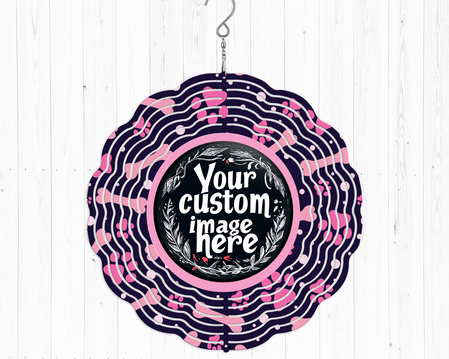 Custom Image Pink Paw Prints Wind Spinner