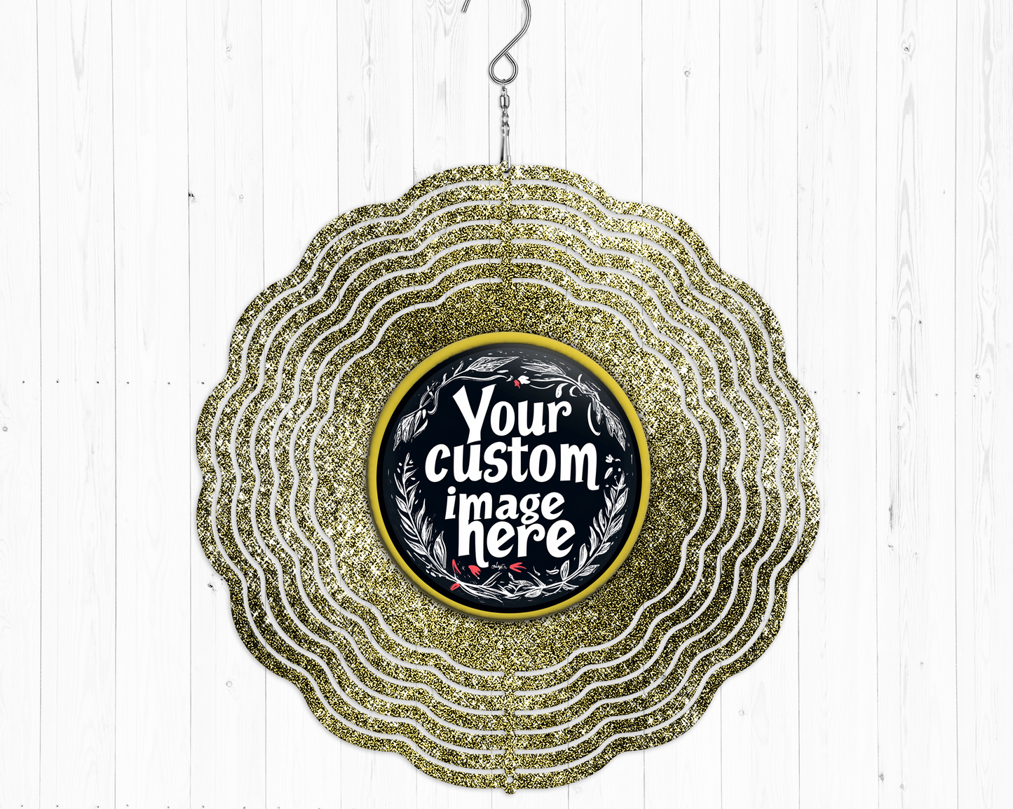 Custom Yellow Glitter Wind Spinner