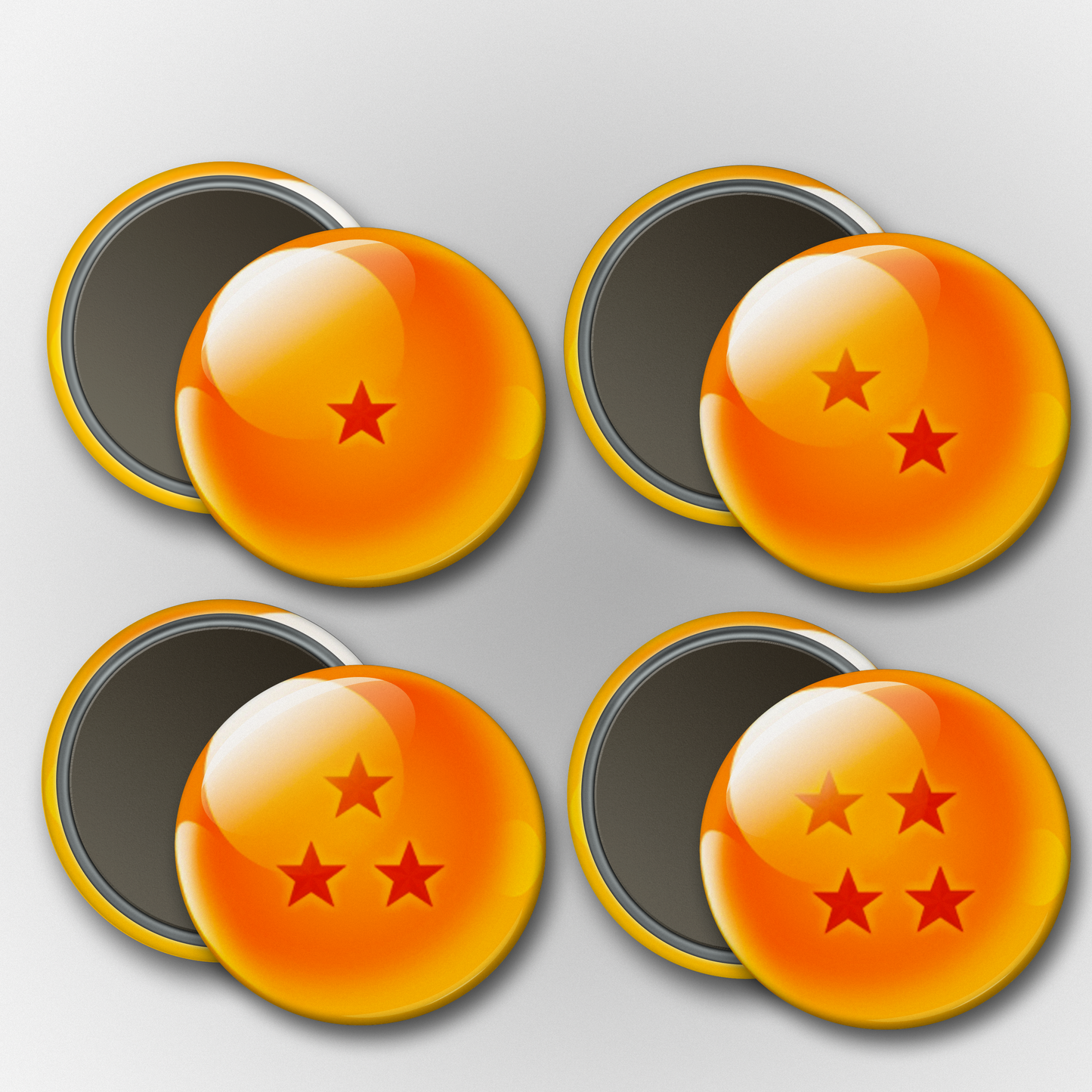 Dragonball Balls 1-4 Pins & Magnets Set