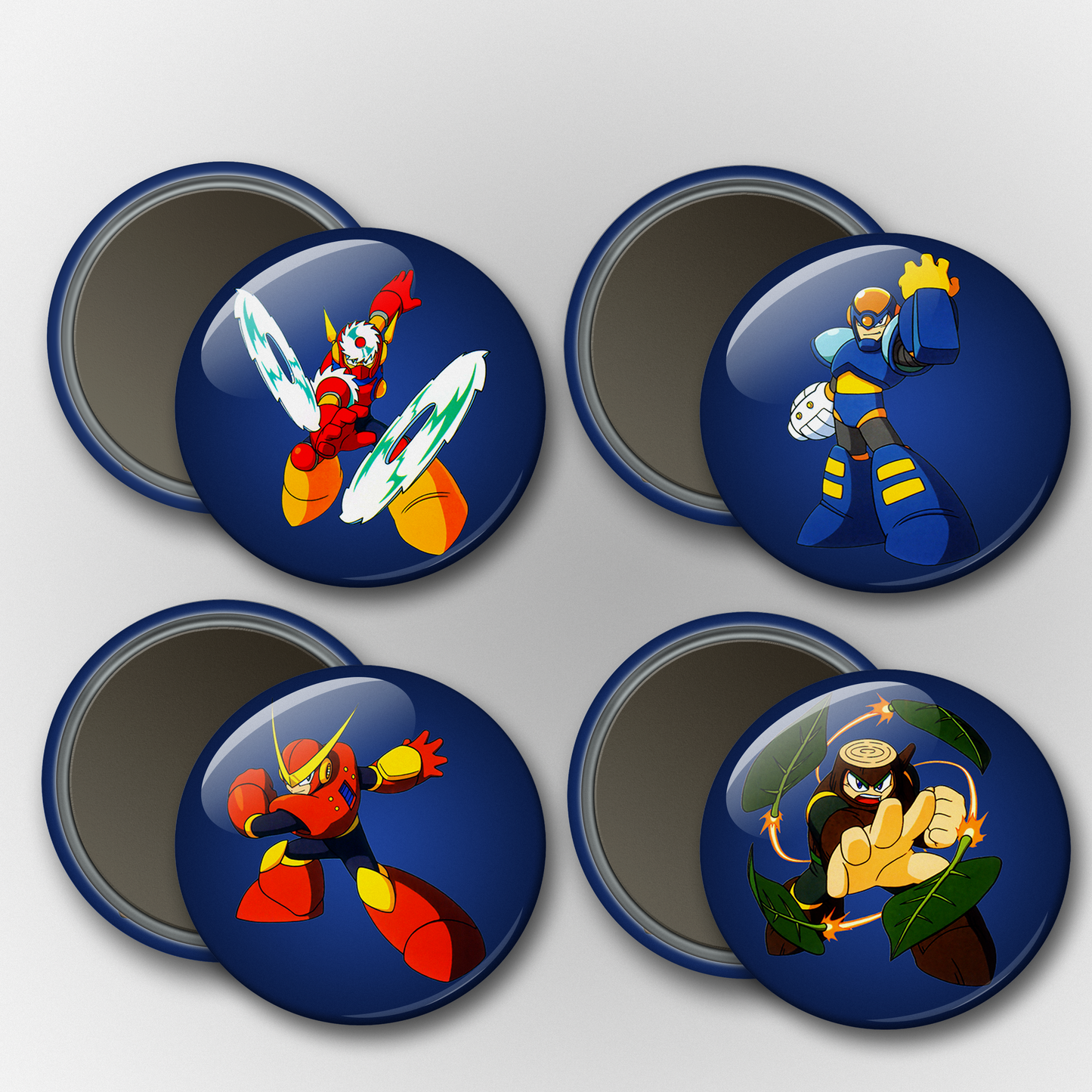 Mega Man 2 Bosses 1-4 Pins & Magnets Set