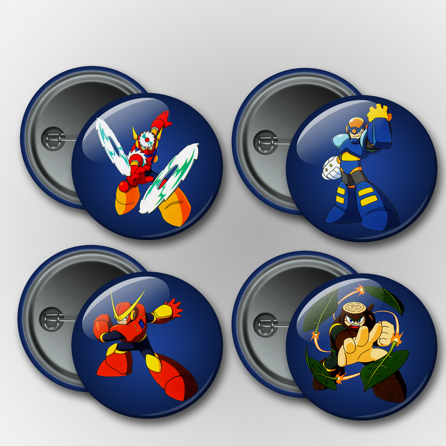 Mega Man 2 Bosses 1-4 Pins & Magnets Set