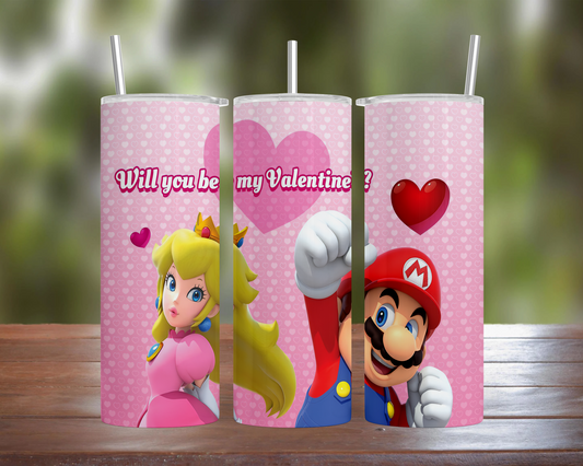 Mario & Princess Peach Valentines Tumbler