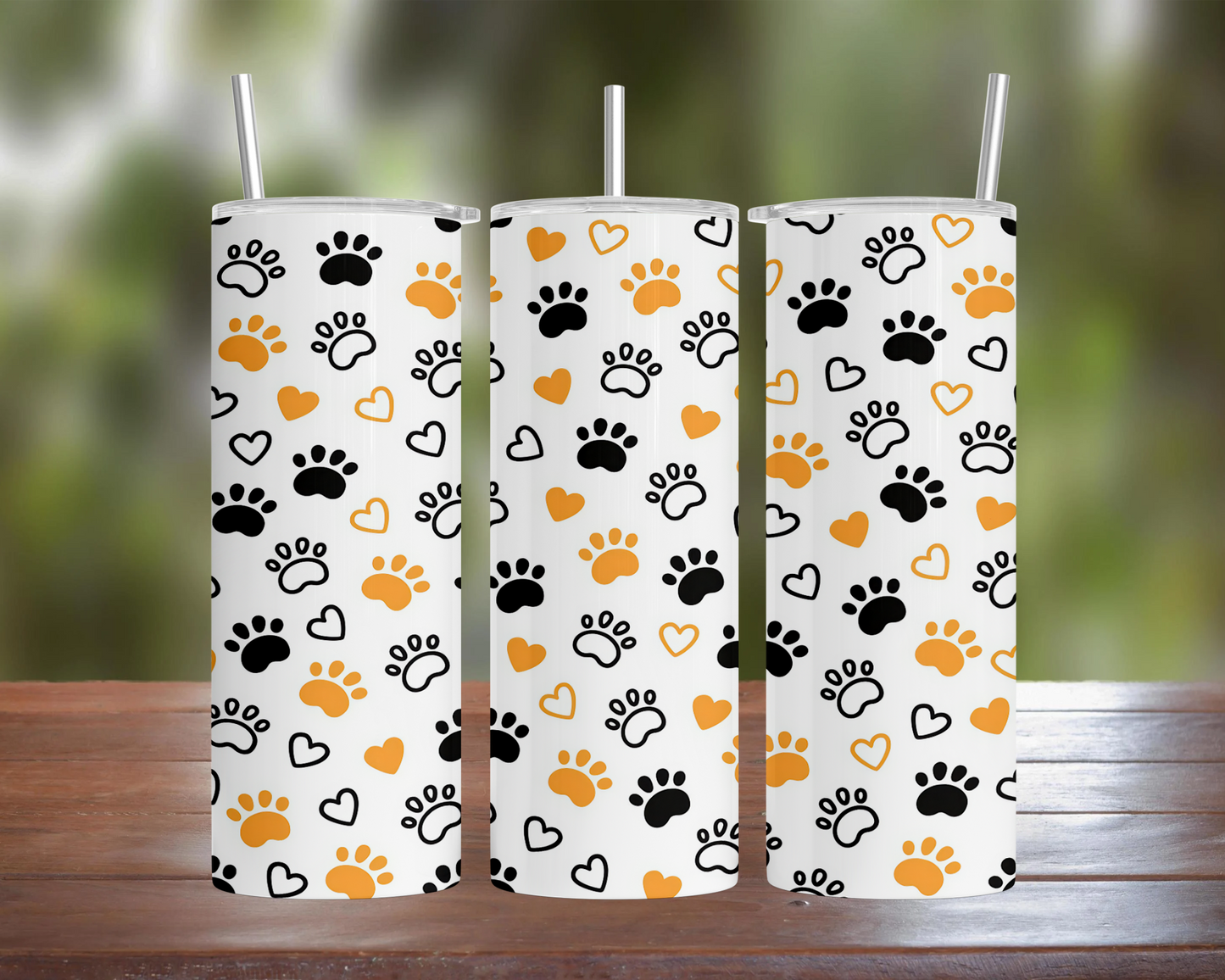 Black White & Gold Paws Tumbler