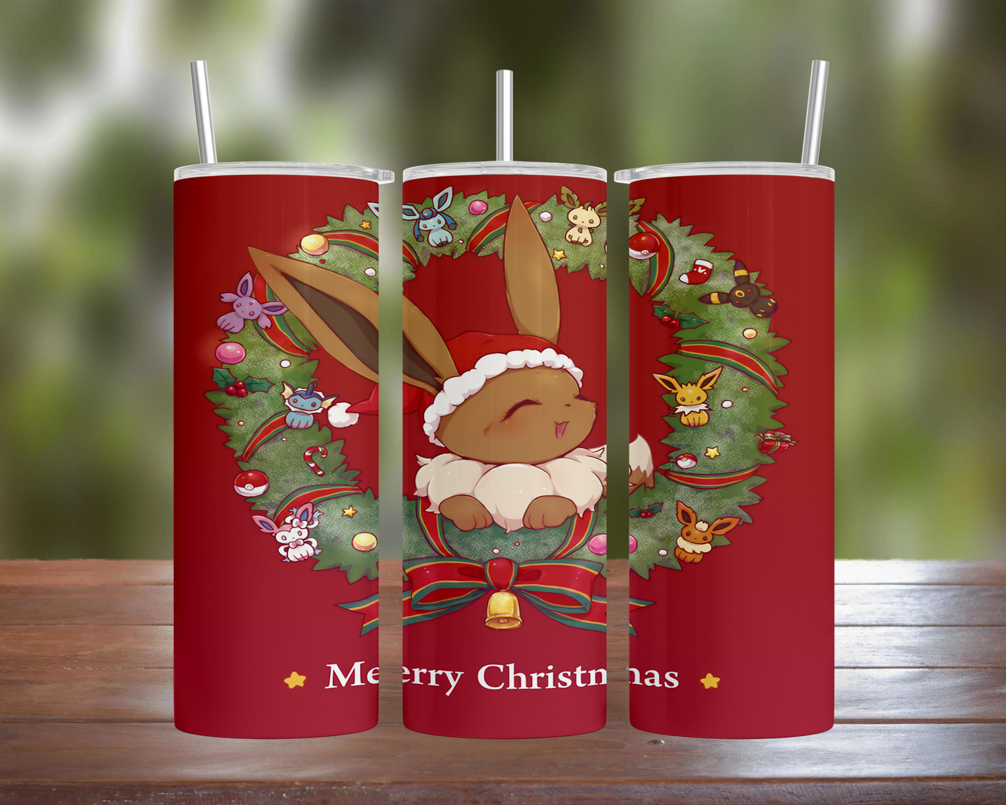 Eevee & Eeveelutions Wreath Christmas Tumbler