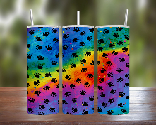 Rainbow Scattered Paws Tumbler