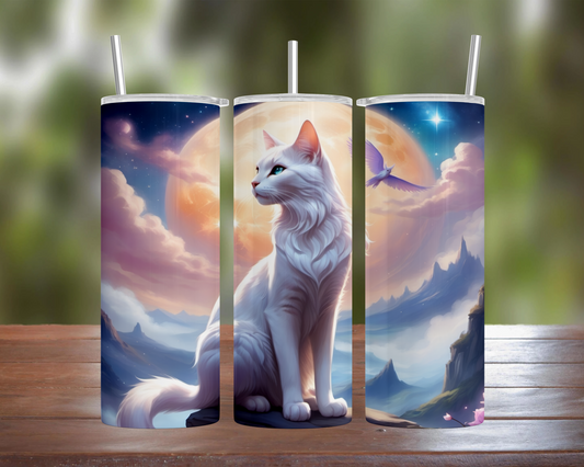 White Cat in the Moonlight Tumbler