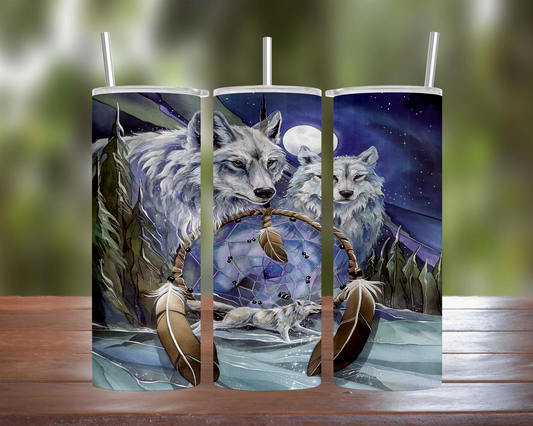 Wolf Dreamcatcher Art Tumbler