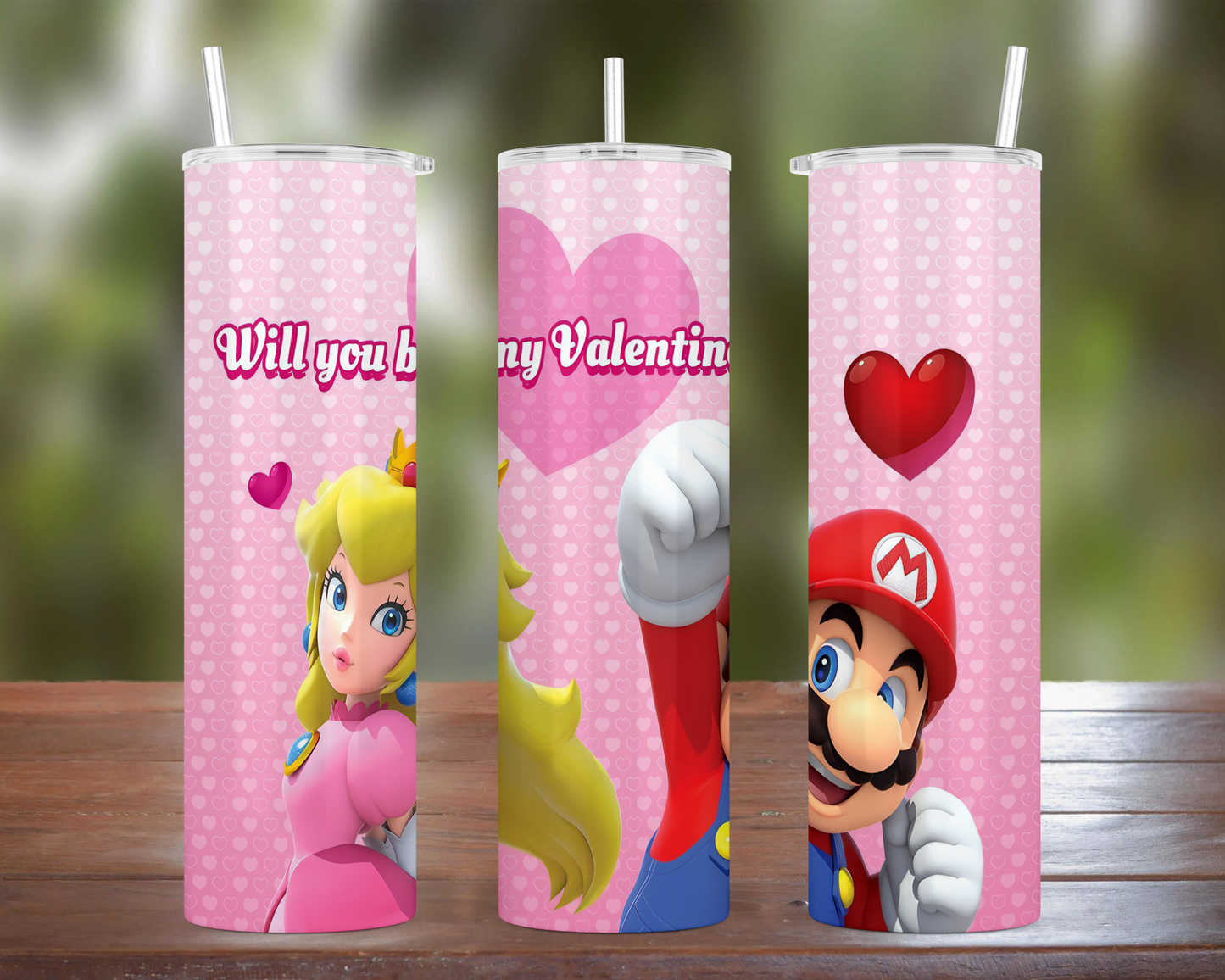 Mario & Princess Peach Valentines Tumbler