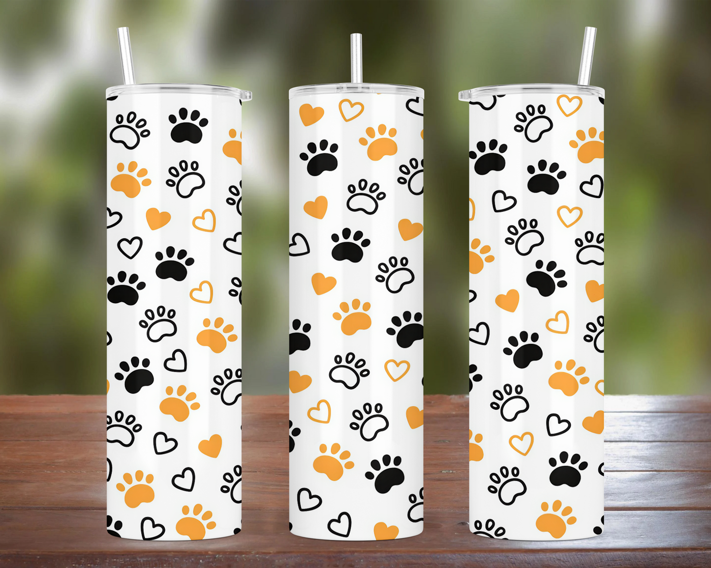 Black White & Gold Paws Tumbler