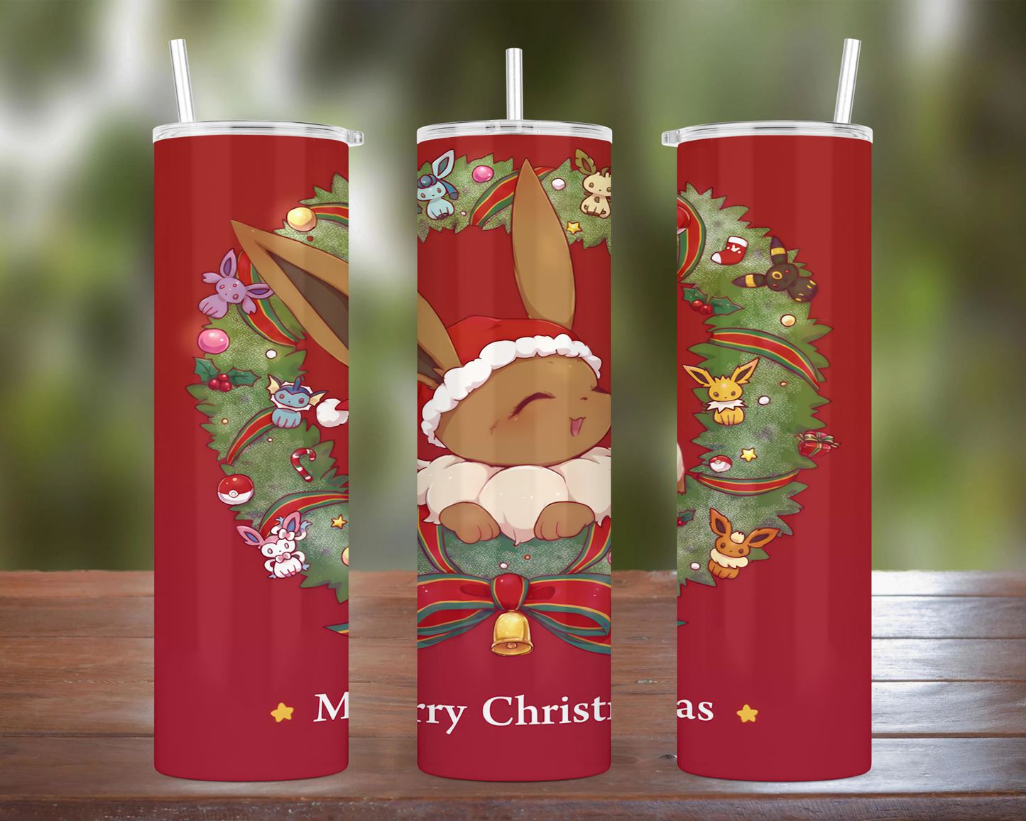 Eevee & Eeveelutions Wreath Christmas Tumbler