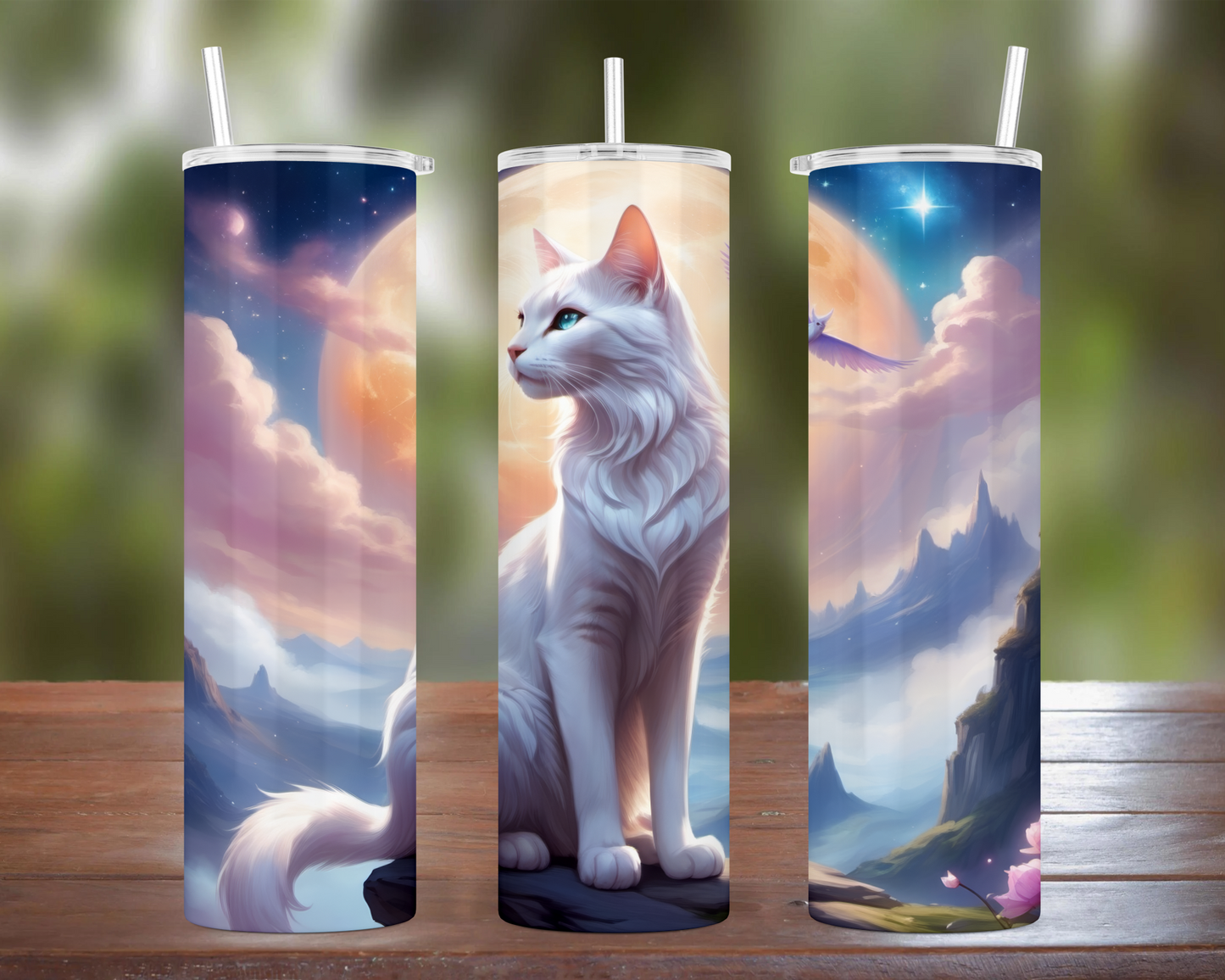 White Cat in the Moonlight Tumbler