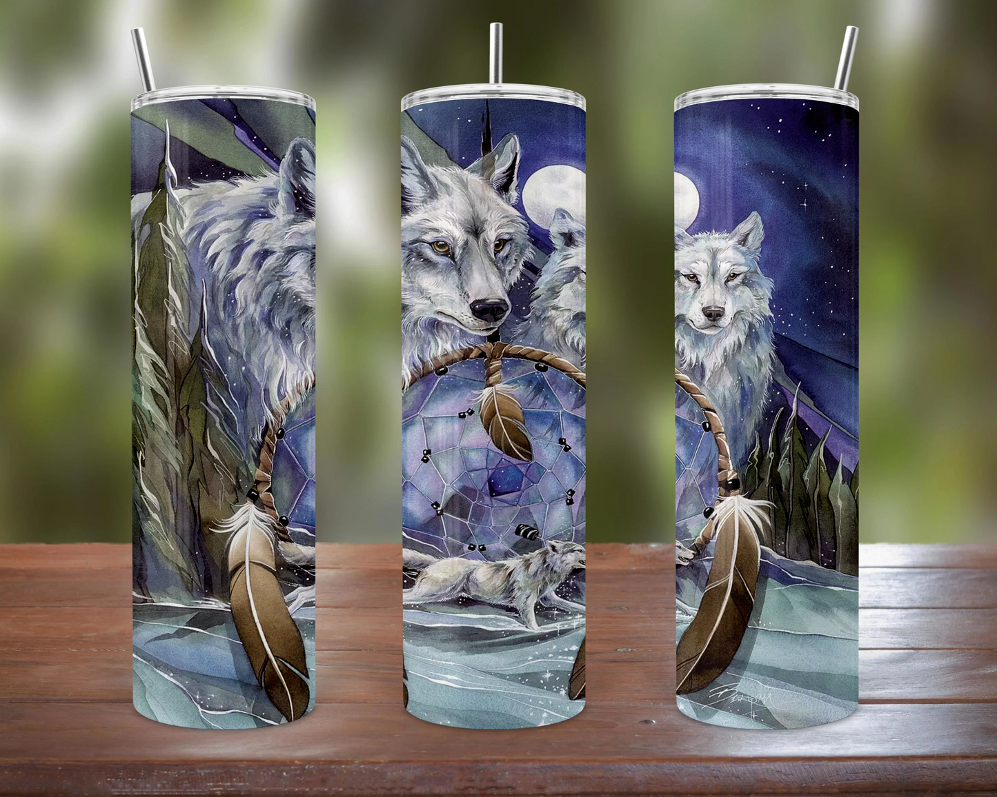 Wolf Dreamcatcher Art Tumbler