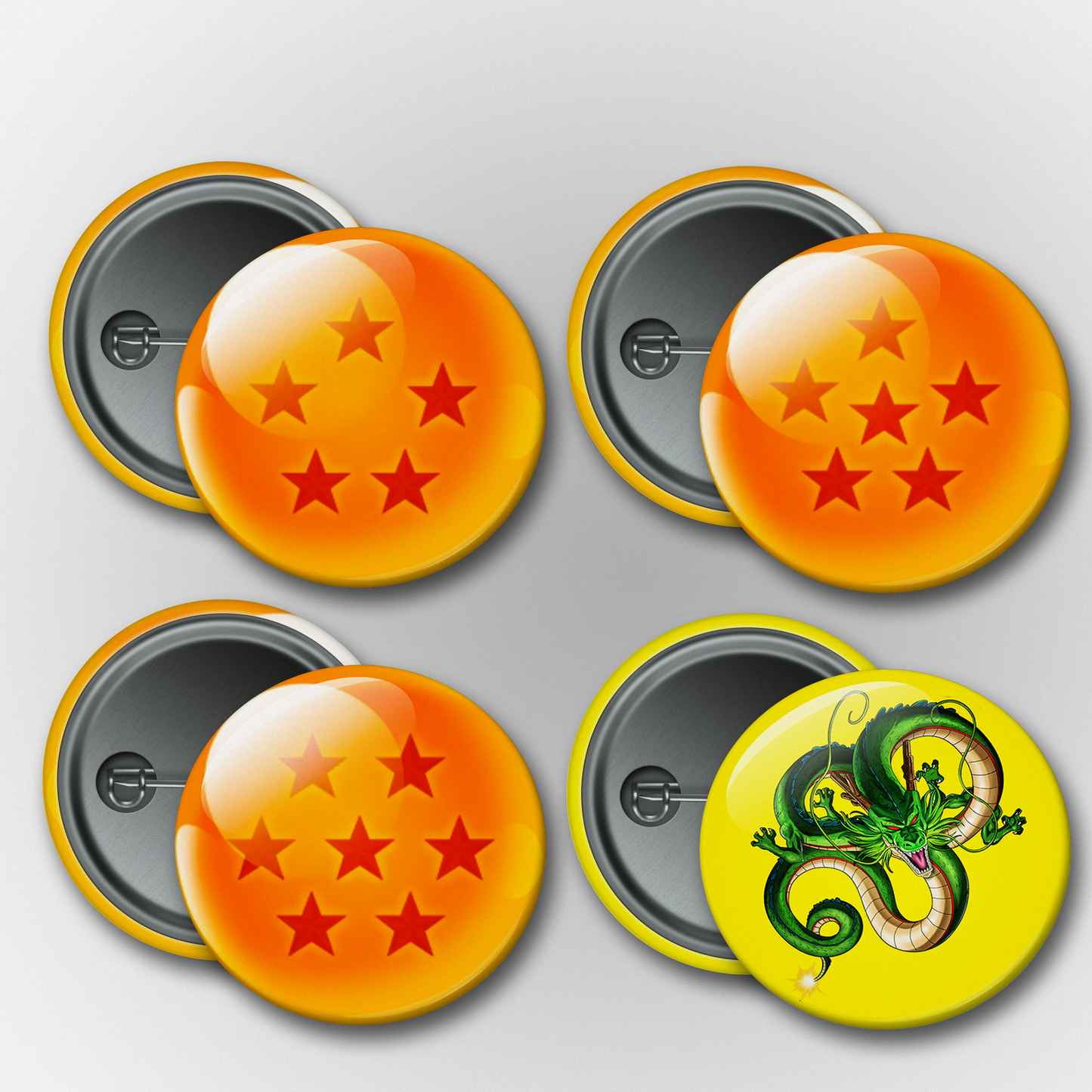 Dragonball Balls 5-7 & Shenron Pins & Magnets Set