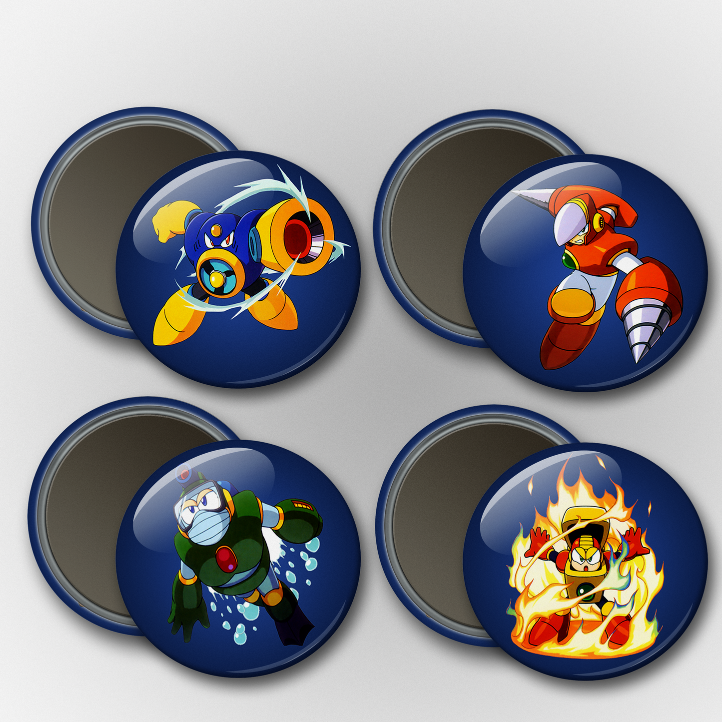 Mega Man 2 Bosses 5-8 Pins & Magnets Set