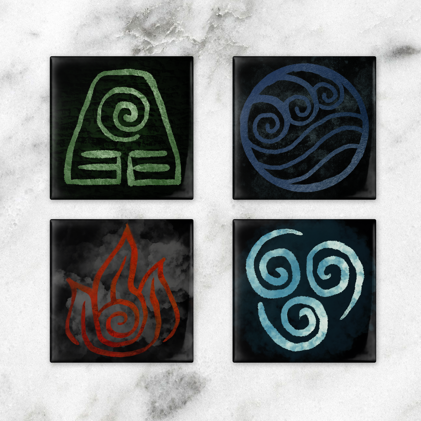 Avatar The Last Airbender Symbols Ceramic Coasters Set