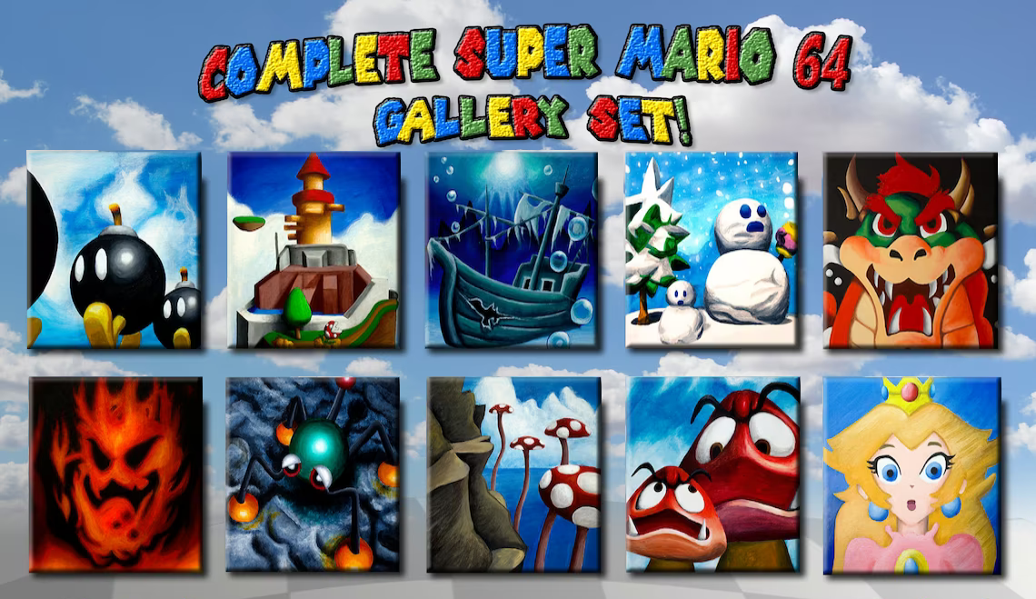 Super Mario 64 Collection Canvas Paintings