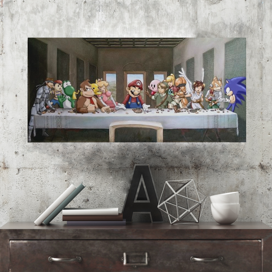 Mario Jesus Last Supper Canvas Painting