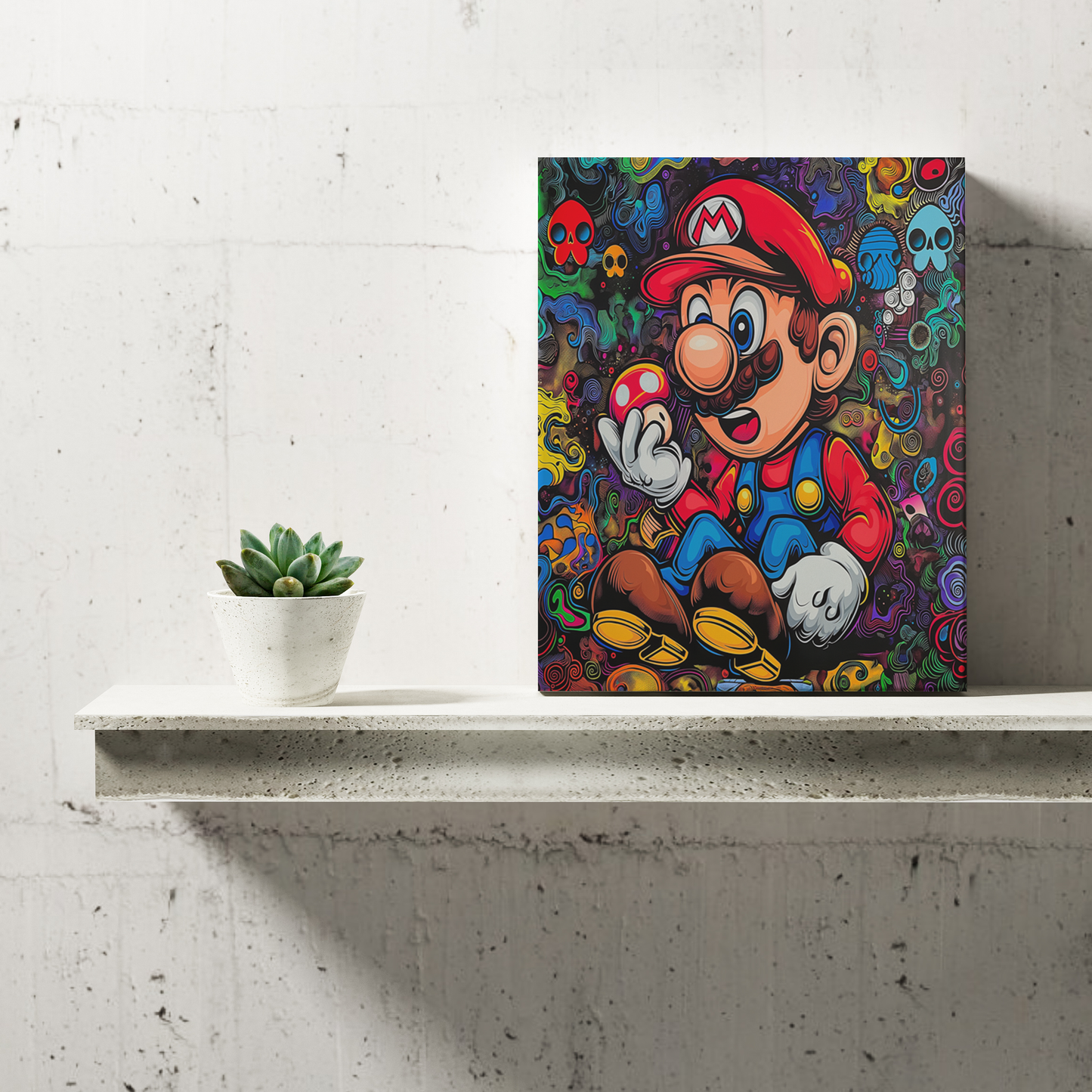 Mario Shrooms Canvas Painting