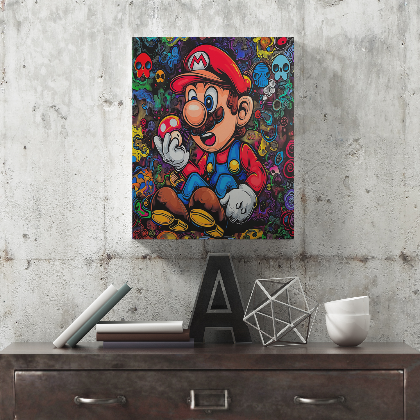 Mario Shrooms Canvas Painting