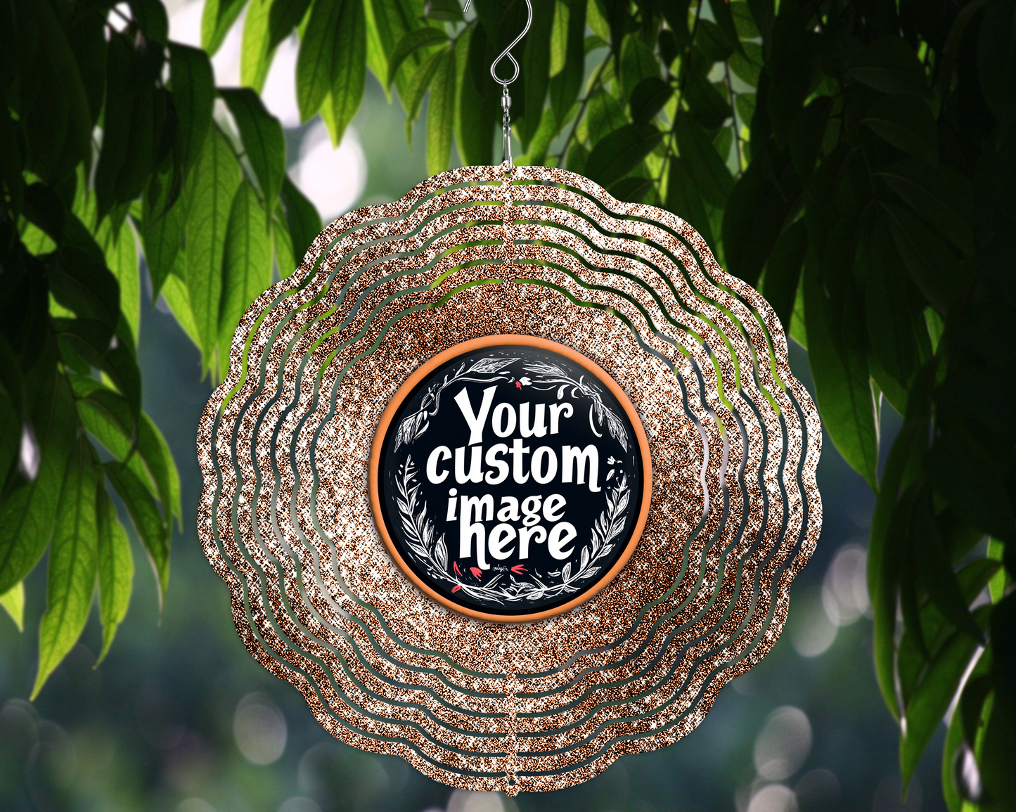 Custom Orange Glitter Wind Spinner