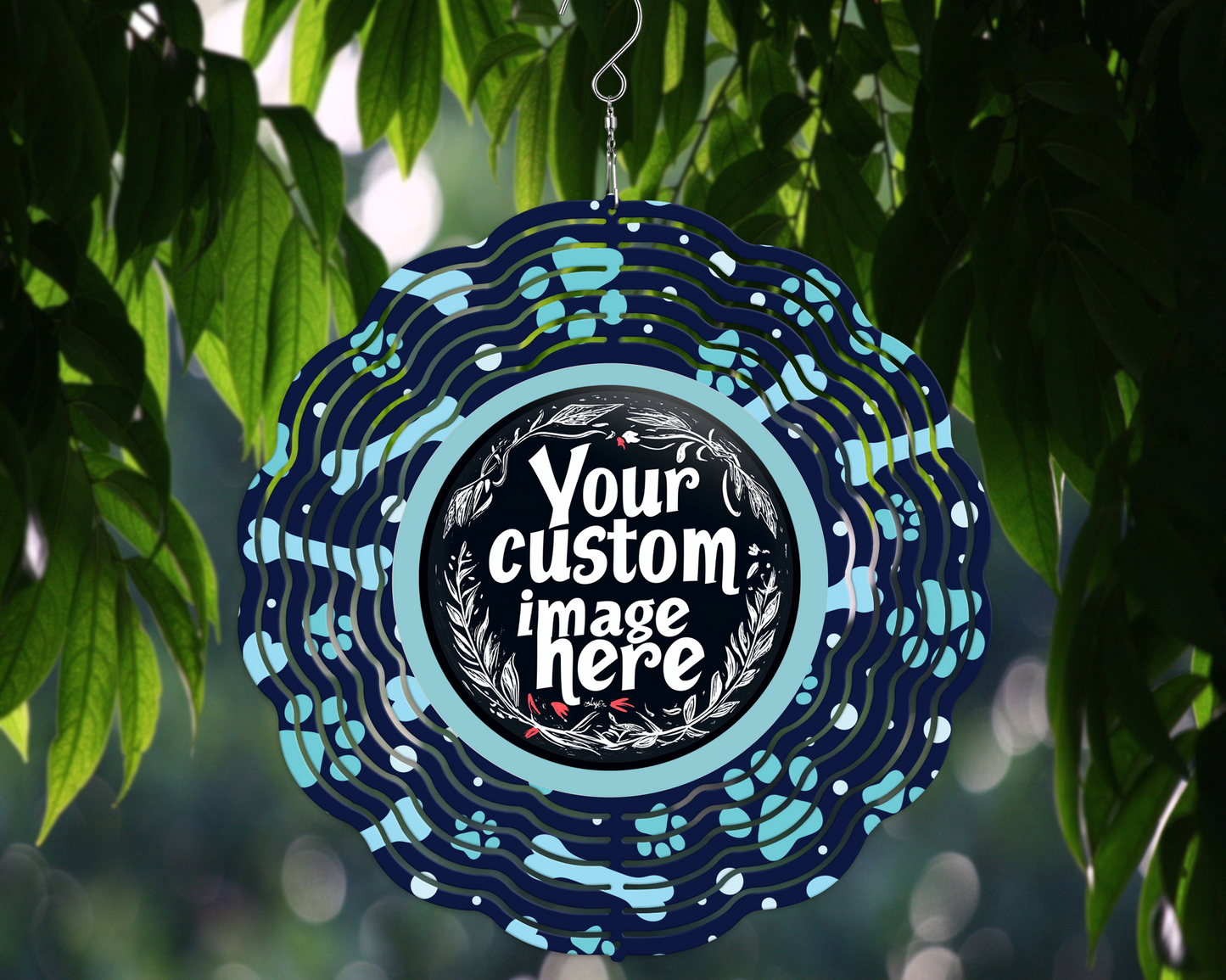 Custom Image Blue Paw Prints Wind Spinner