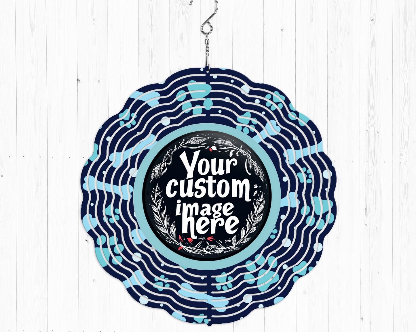 Custom Image Blue Paw Prints Wind Spinner