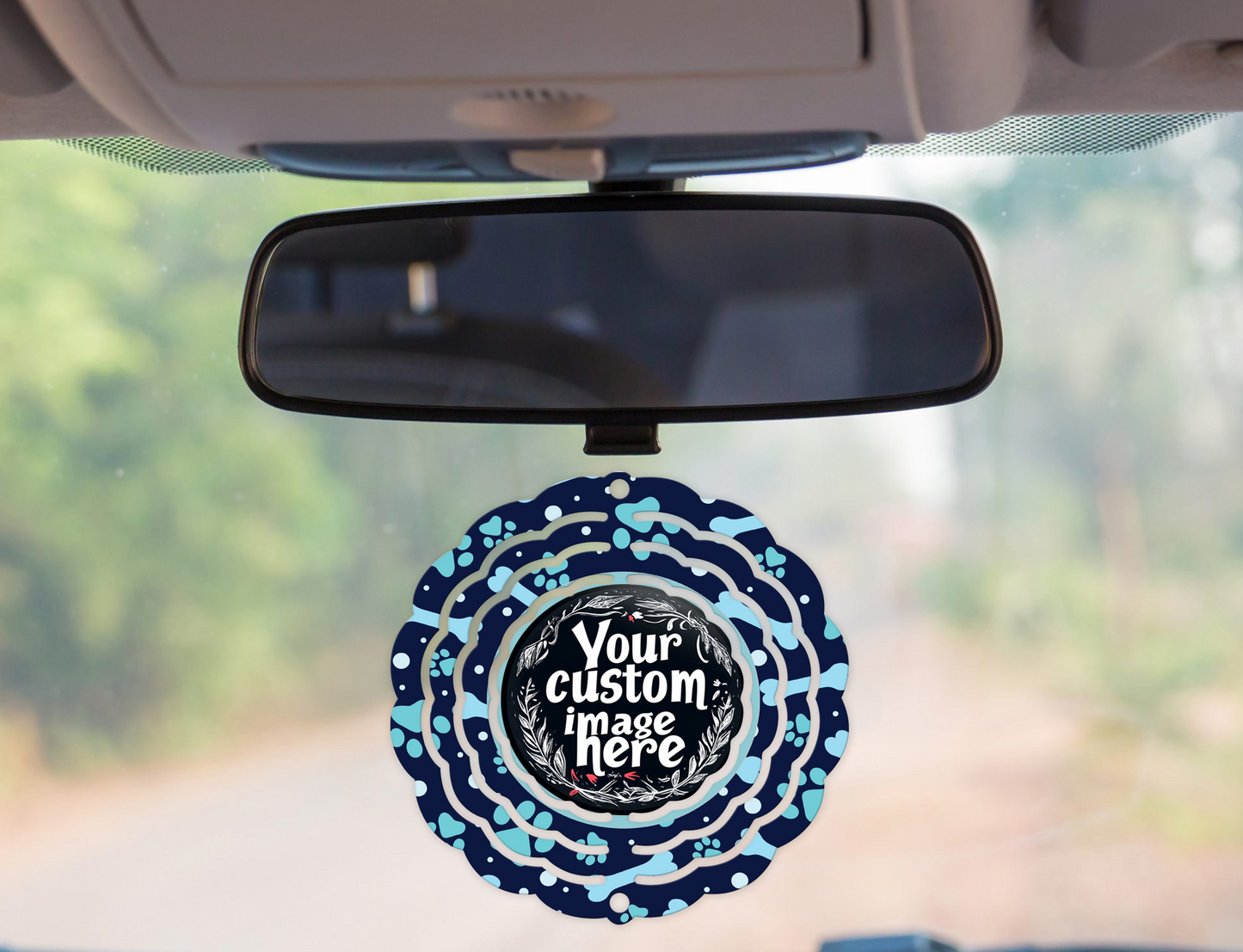 Custom Image Blue Paw Prints Wind Spinner