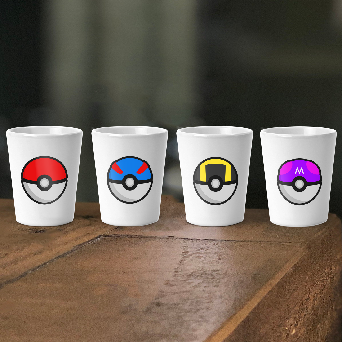 Pokeball 4 Pack Shot Glass Set