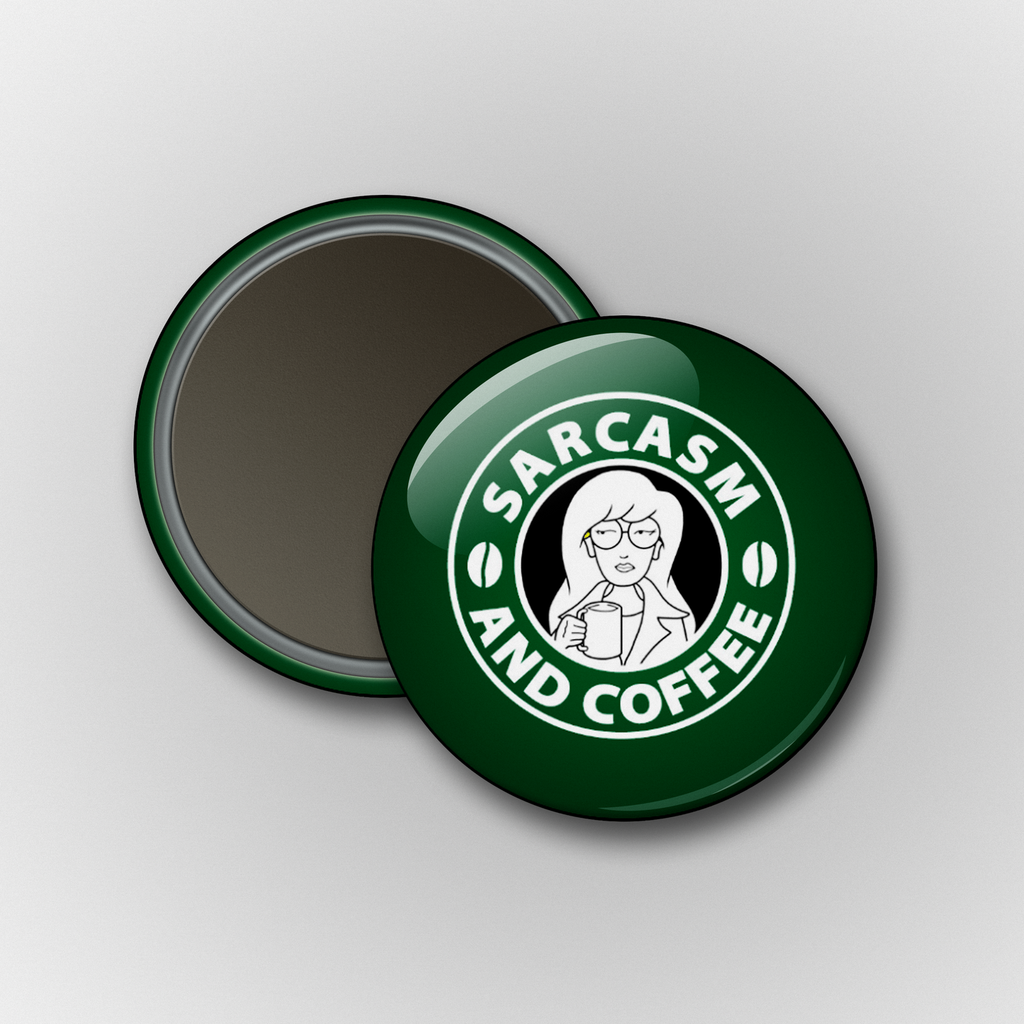 Sarcasm & Coffee Pin/ Magnet