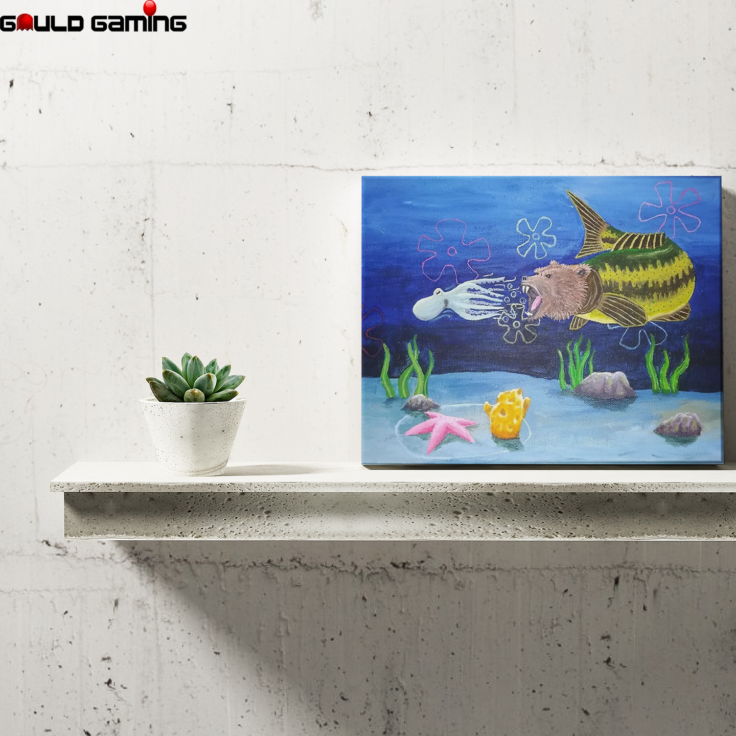 Squidward Seabear Attack Canvas Painting