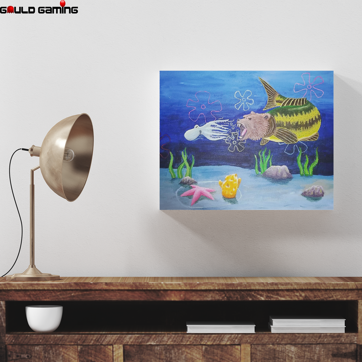 Squidward Seabear Attack Canvas Painting