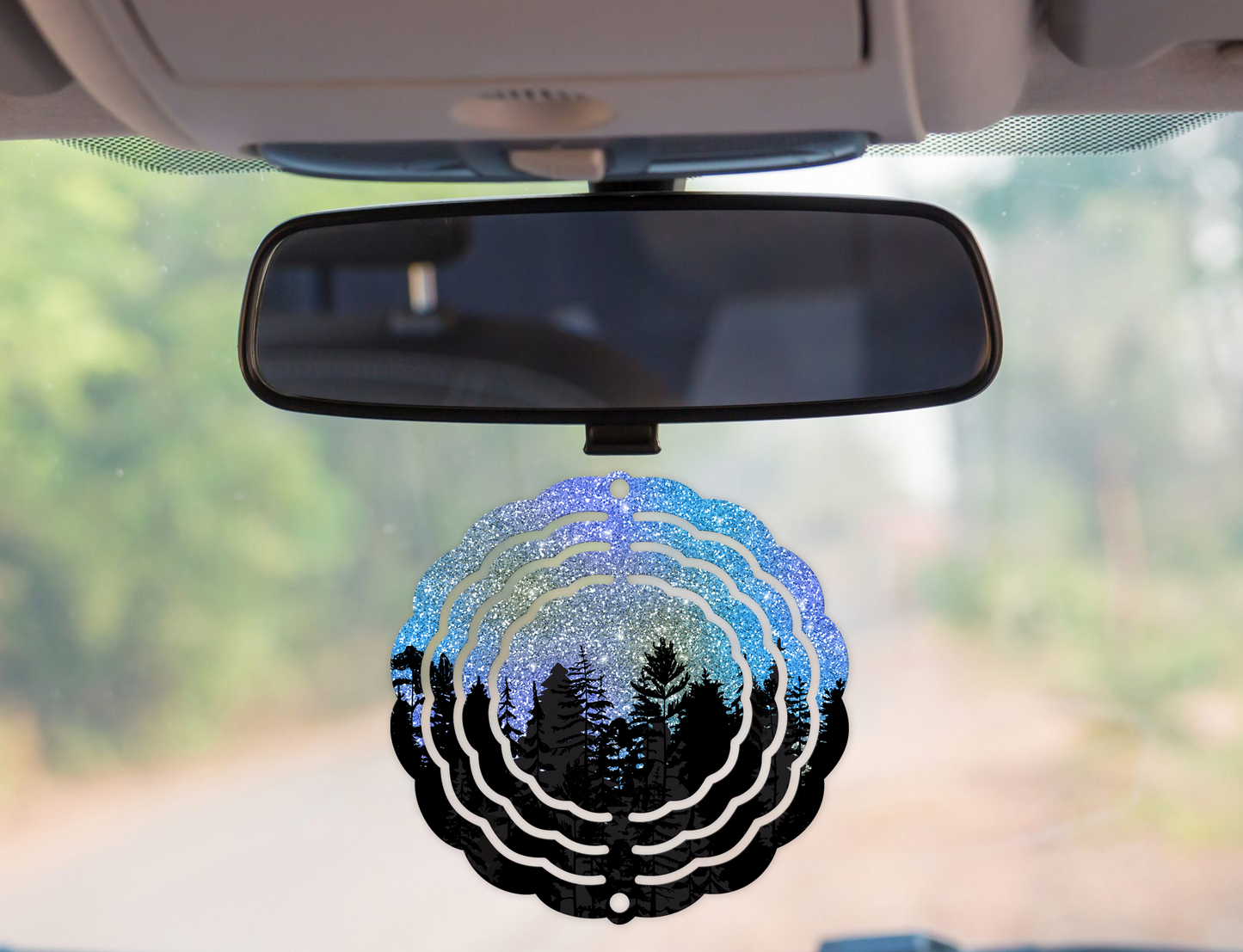 Glitter Silhouette Night Blue Wind Spinner
