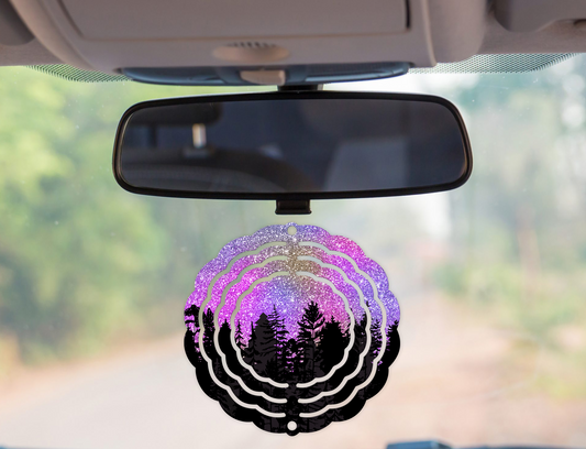Glitter Silhouette Night Magenta Wind Spinner
