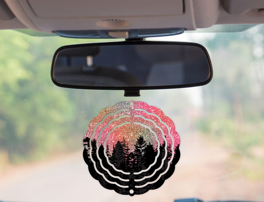 Glitter Silhouette Night Pink Wind Spinner