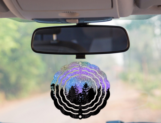 Glitter Silhouette Night Purple Wind Spinner