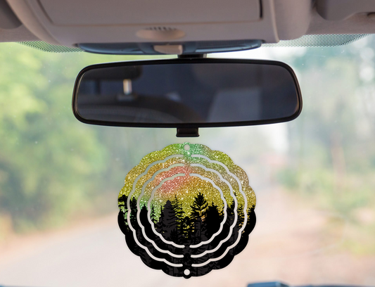 Glitter Silhouette Night Yellow Wind Spinner