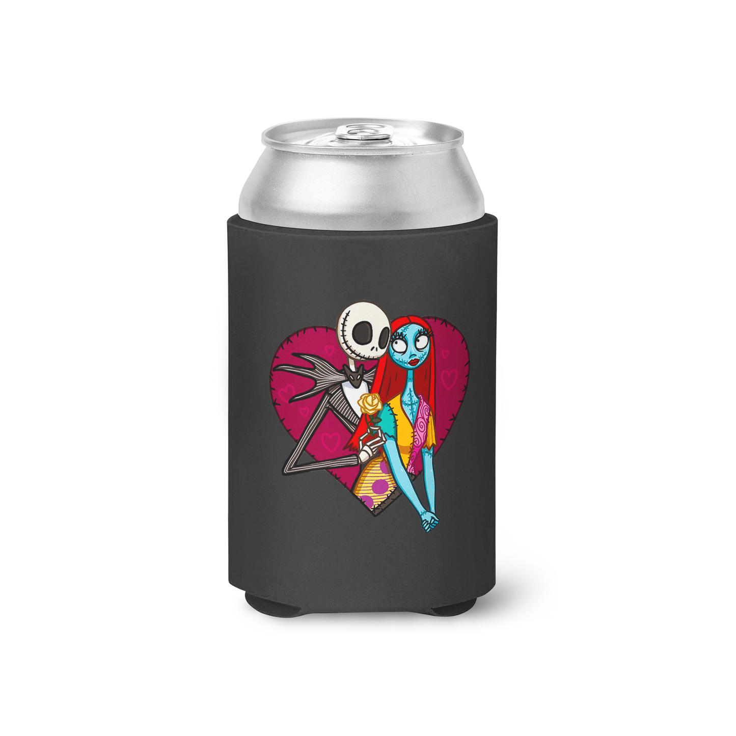 Jack & Sally Patchwork Heart Koozie