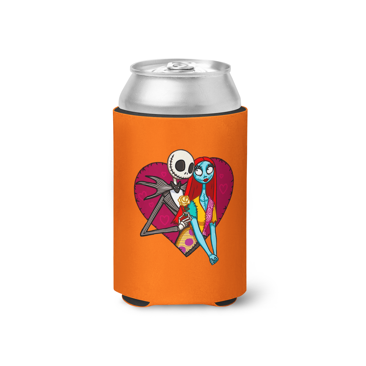 Jack & Sally Patchwork Heart Koozie