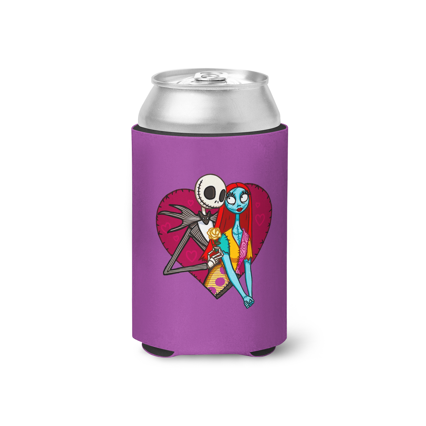 Jack & Sally Patchwork Heart Koozie