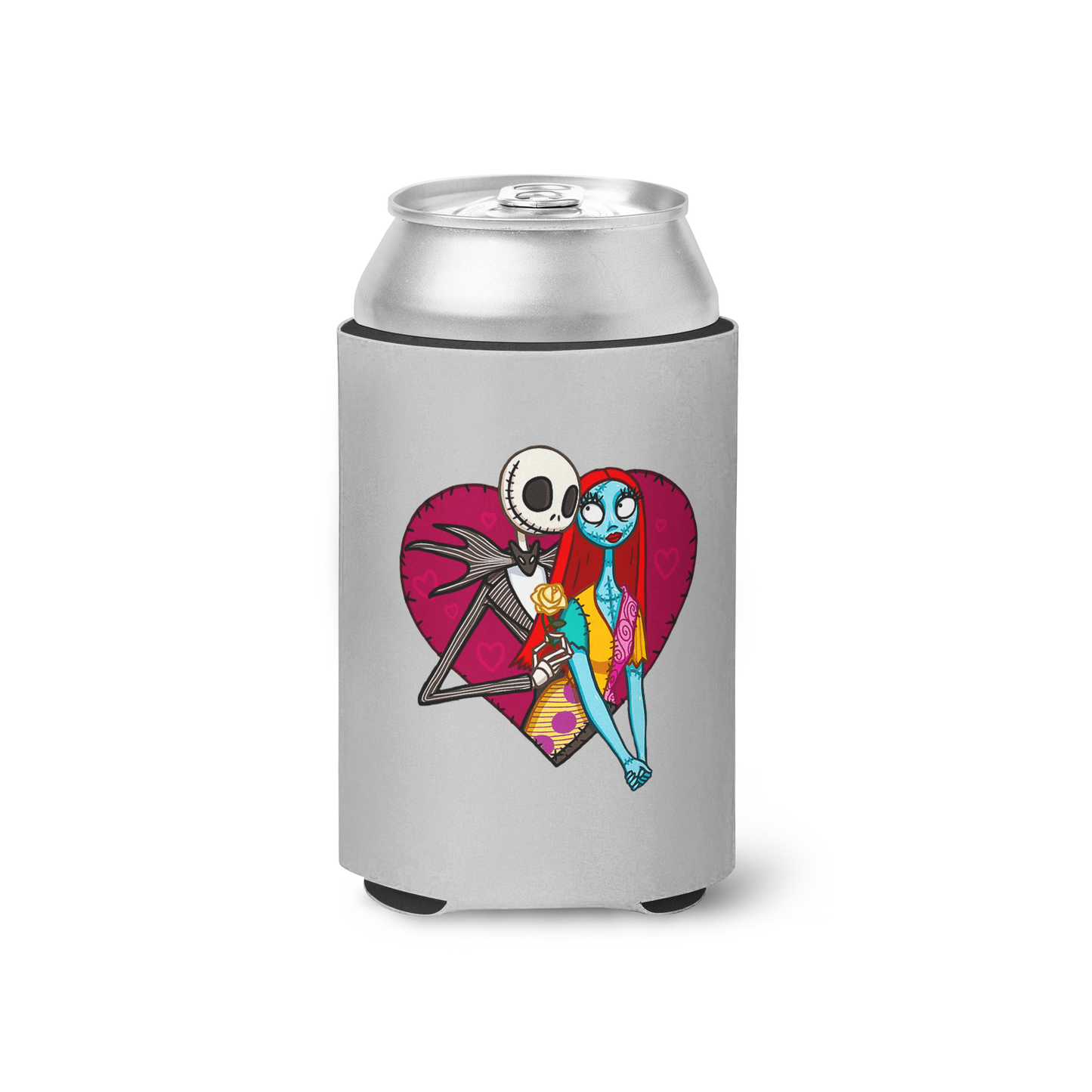 Jack & Sally Patchwork Heart Koozie