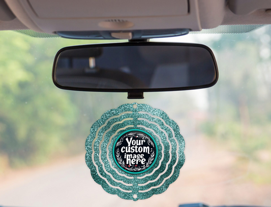 Custom Teal Glitter Wind Spinner