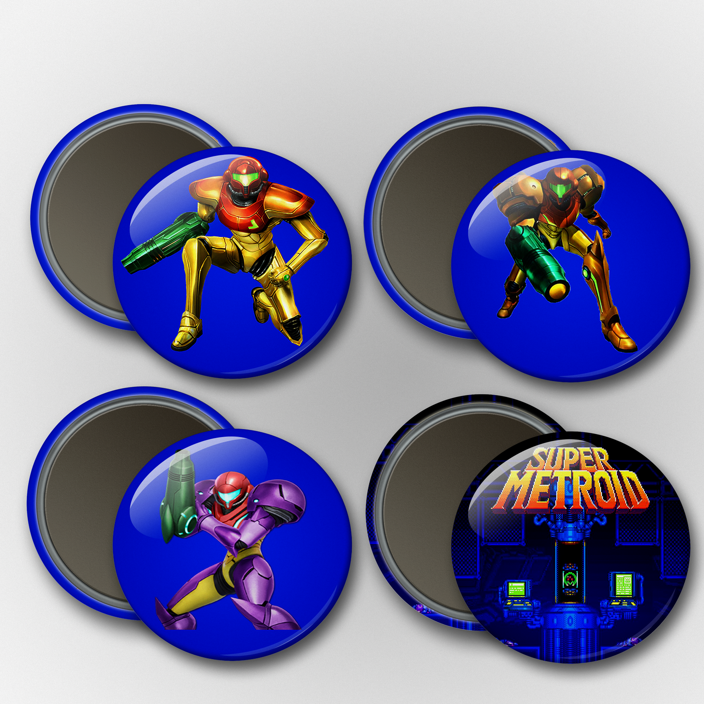 Super Metroid: Samus Suits Pins & Magnets Set