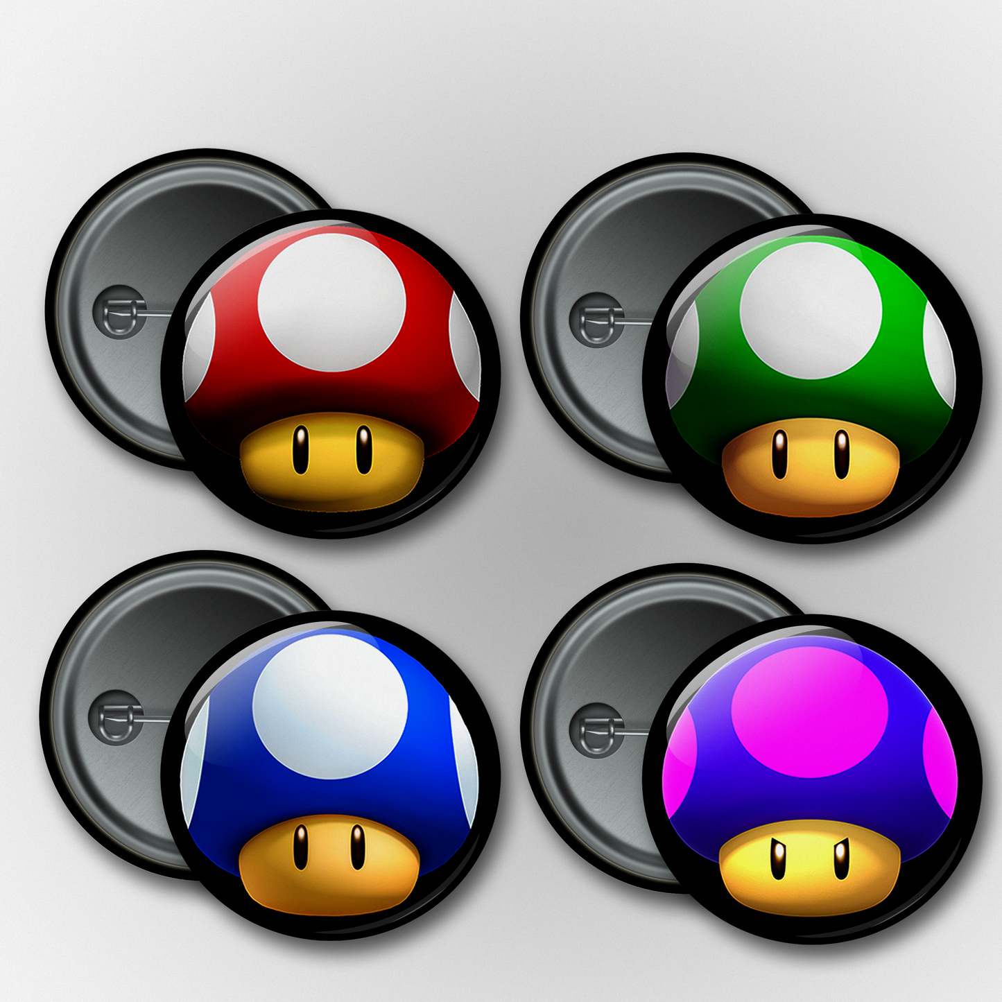 Mario: Mushrooms Pins & Magnets Set