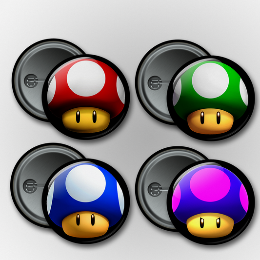 Mario: Mushrooms Pins & Magnets Set