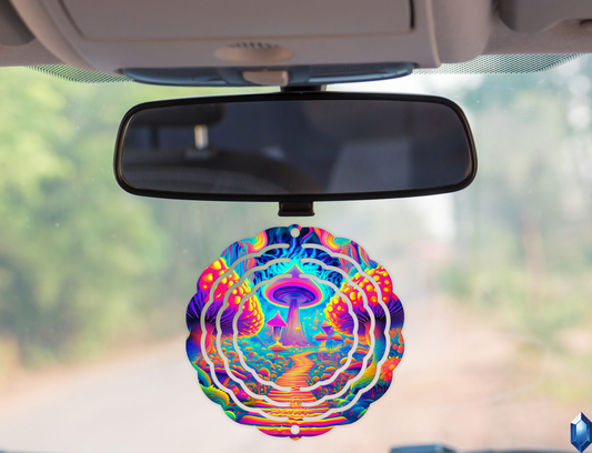 Neon Mushrooms Wind Spinner