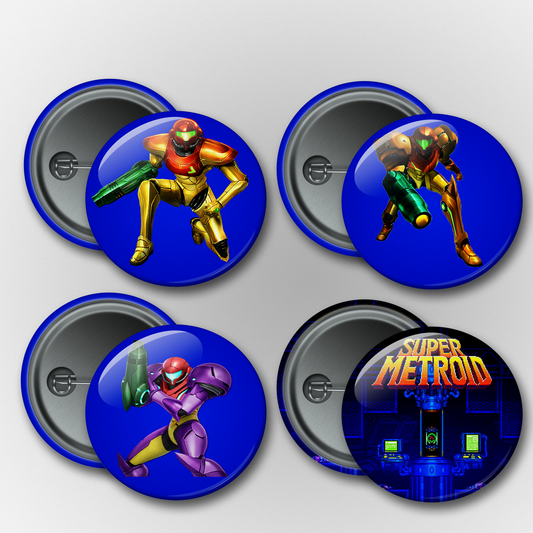 Super Metroid: Samus Suits Pins & Magnets Set