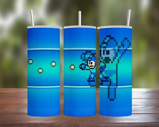 Pixel Mega Man Shooting Tumbler